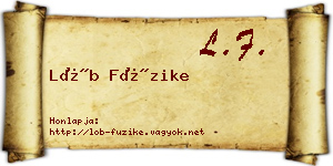Löb Füzike névjegykártya